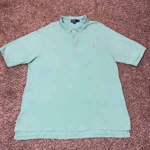 Polo By Ralph Lauren Light Green With Orange Pony Short Sleeve Polo Shirt 2XLT